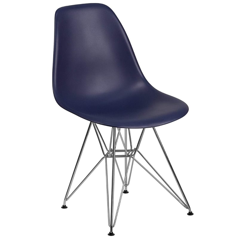 Full Back Plastic Accent Side Chair with Chrome Base