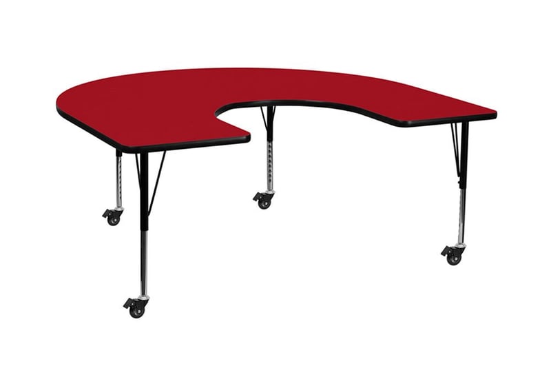 Horseshoe Shape Laminated Top Height Adjusting Folding Table With Meta Legs  and legs