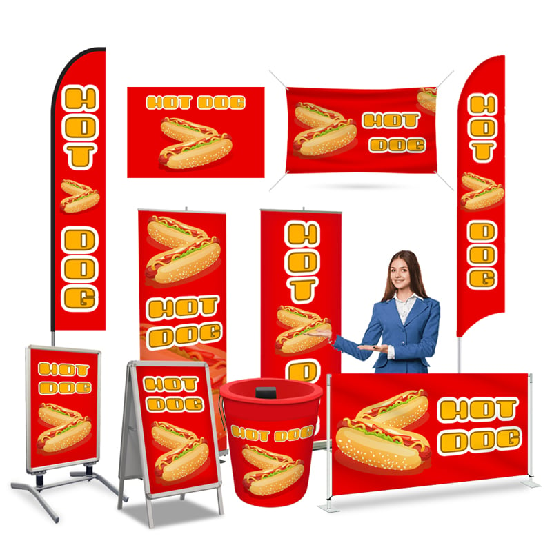 Hot Dog Print in Red Banner Displays
