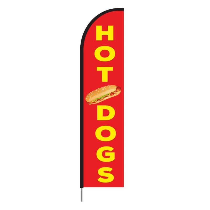 Hot Dogs Feather Banner Flag in Red