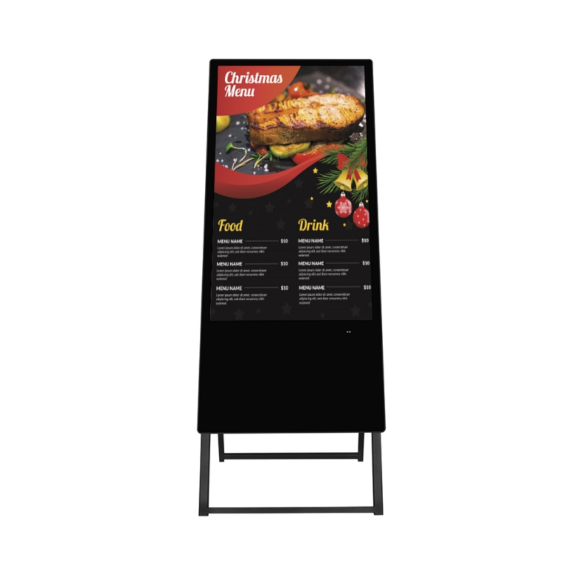 Portable Digital A-Frame Kiosk for Restaurant Menu Advertising