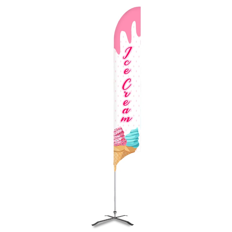 Feather Flag Banner for Ice Cream Business in White