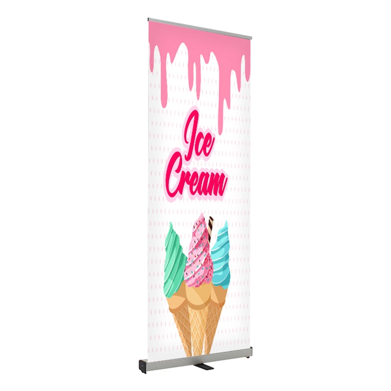 24 x 80 Inches Retractable Banner Stand For Ice Cream Restaurant
