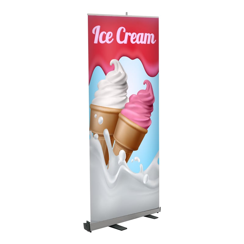 Ice Cream Retractable Banner 33 x 80 Inches Multicolor