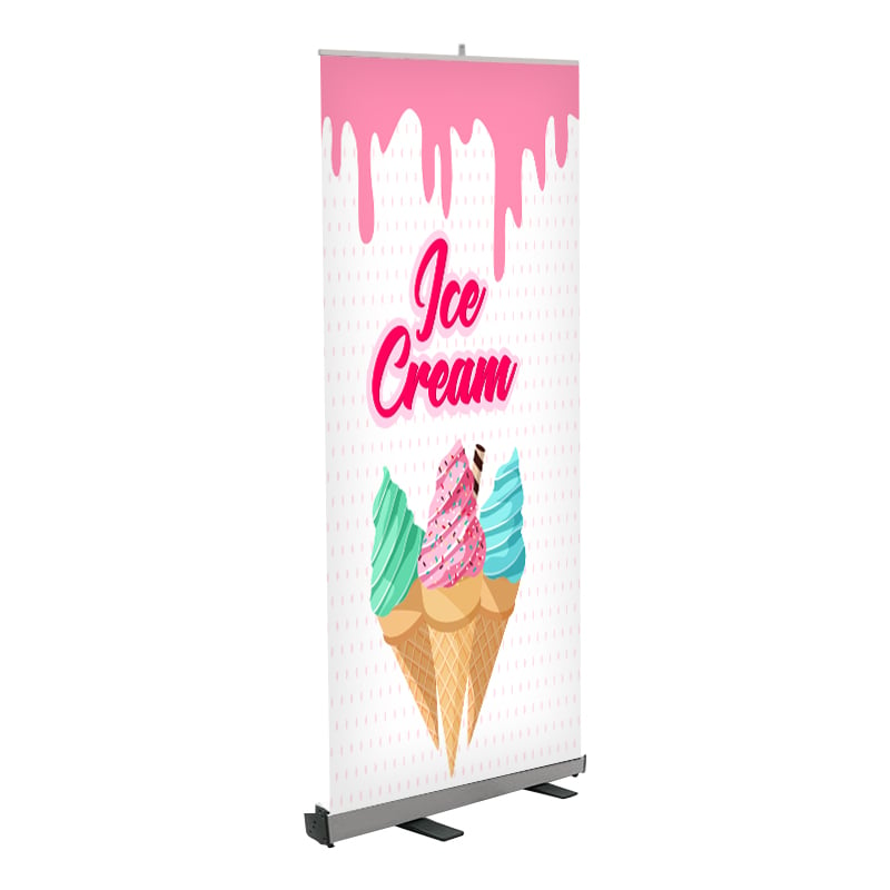 Retractable Banner stand for Ice Cream Business in White