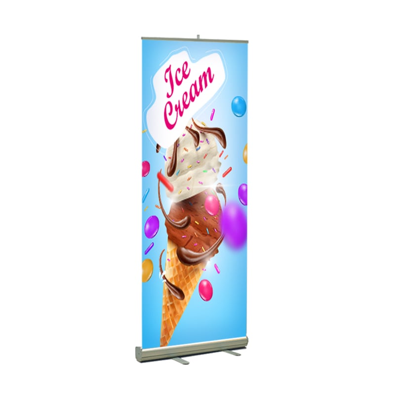 Ice Cream Print Standard Retractable Banner Stand In Blue