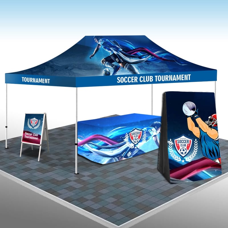 10x20 Pop Up Tent Tradeshow Booth With Custom Foot Ball Game