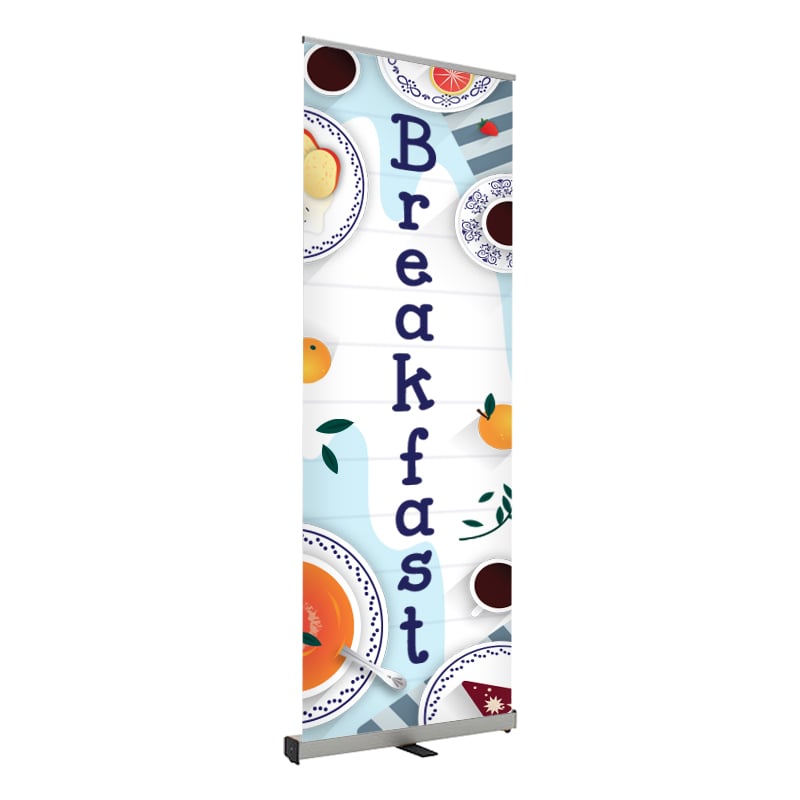 Breakfast Print Roll Up Banner Stand 24 x 80 Inches