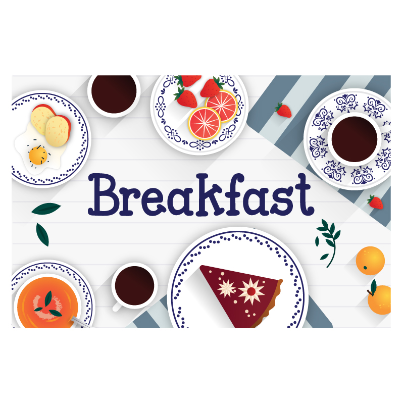 Breakfast Print Wall Mural Stickers