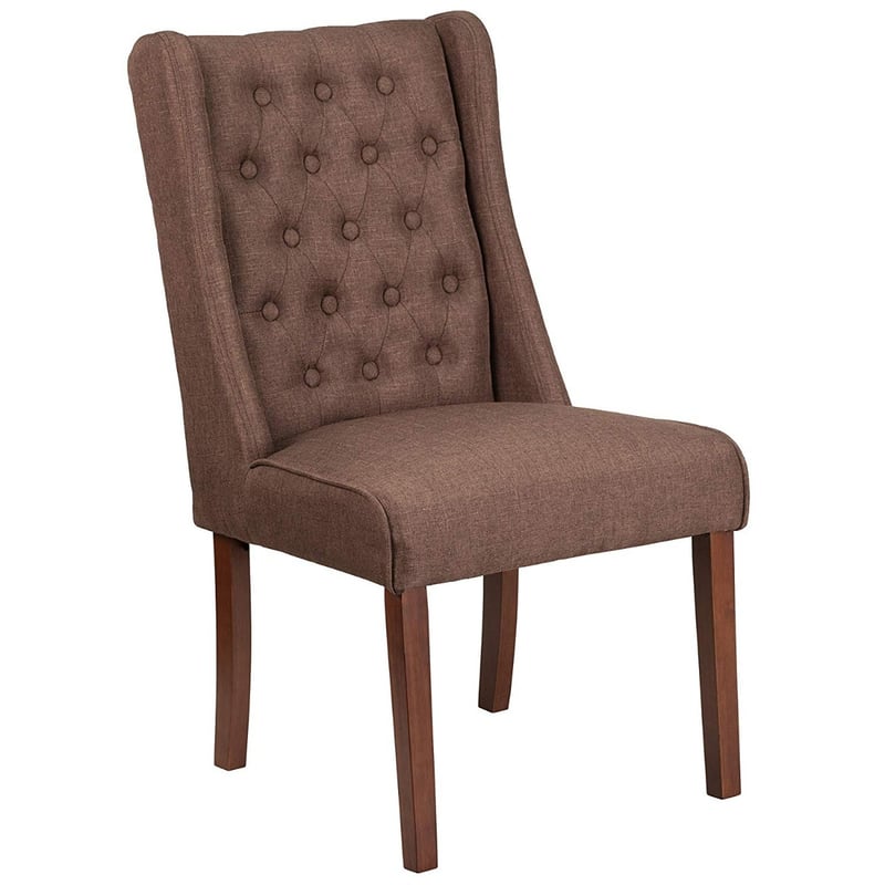 Mid-Century Design Upholstered Fabric Tufted Chair with Wood Legs