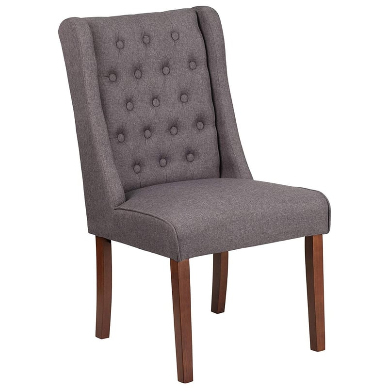 Mid-Century Design Upholstered Fabric Tufted Chair with Wood Legs