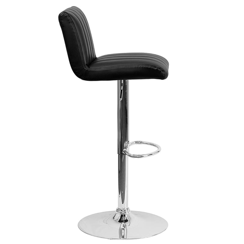 Modern Wide Seat Vinyl Adjustable Counter Height Bar Stool With Backrest