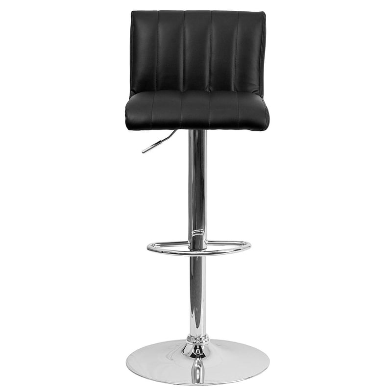 Modern Wide Seat Vinyl Adjustable Counter Height Bar Stool With Backrest