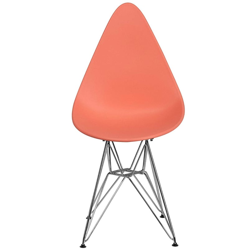 Modern Teardrop Designed Plastic Chair with Chrome Base
