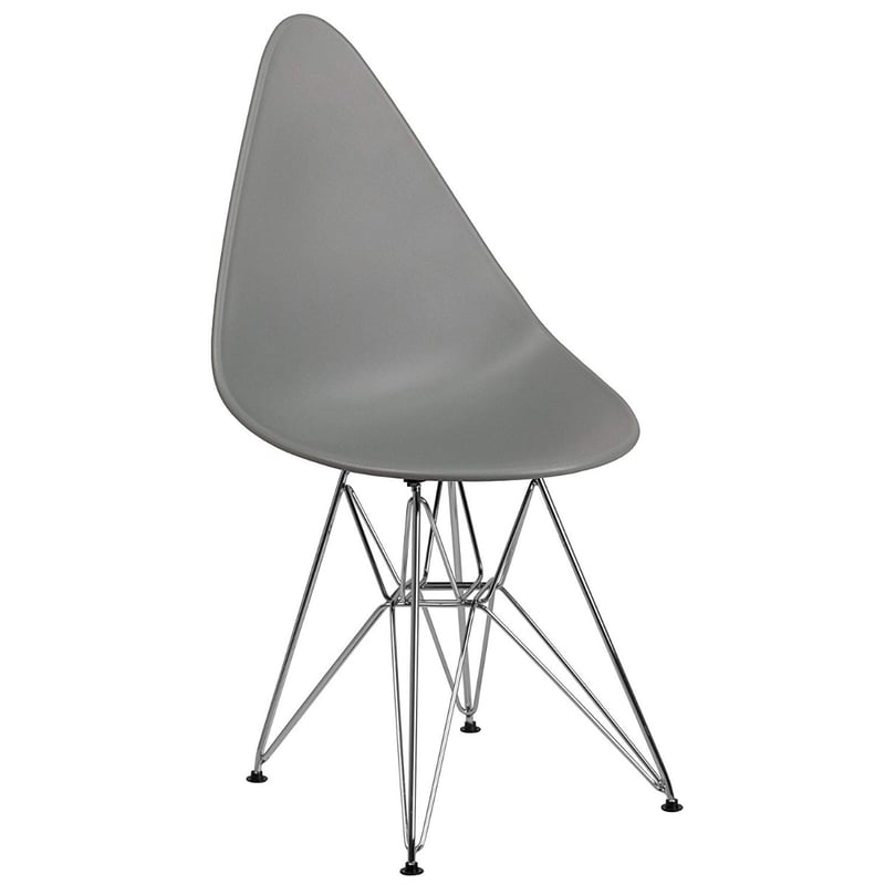 Modern Teardrop Designed Plastic Chair with Chrome Base