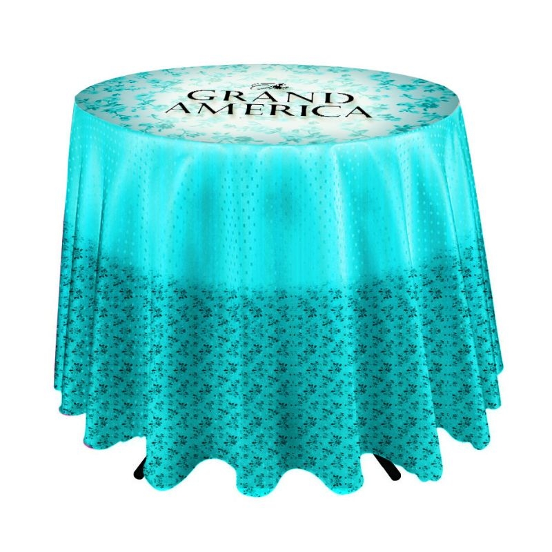 Nexis™ Café Custom Printed Tablecloth with Overhang 