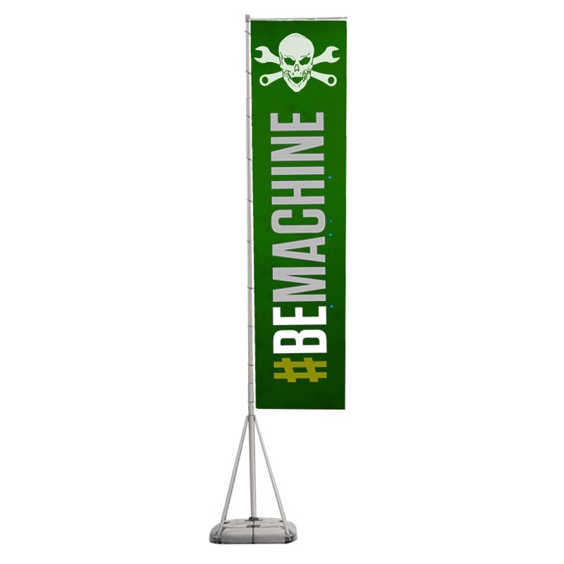 Giant rectangle flags, custom printed for #bemachine from Above All Advertising