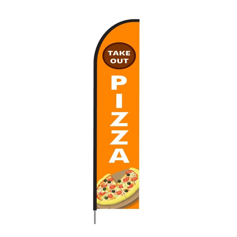 Pizza Take Out Print Feather Flag
