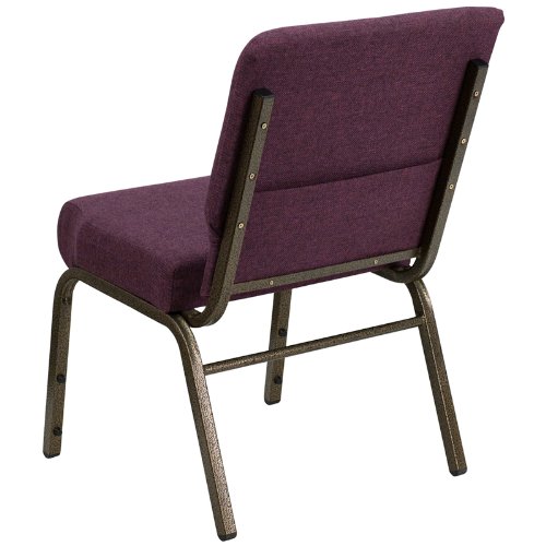 Plain Fabric Upholstered Wide Chruch Chair With Gold Vein Frame
