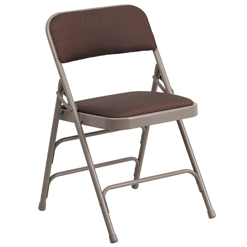 Premium Double Hinged Patterned Fabric Upholstered Metal Folding Chair