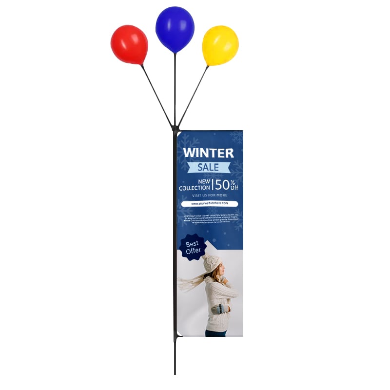 Rectangle Advertising Flag with Balloons