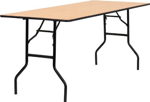 Rectangular Wood Folding Training/ Seminar Table with Metal Legs