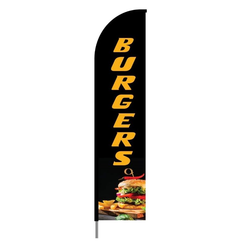 Burgers Feather Flag Banner for Restaurant & Fast Food Corners