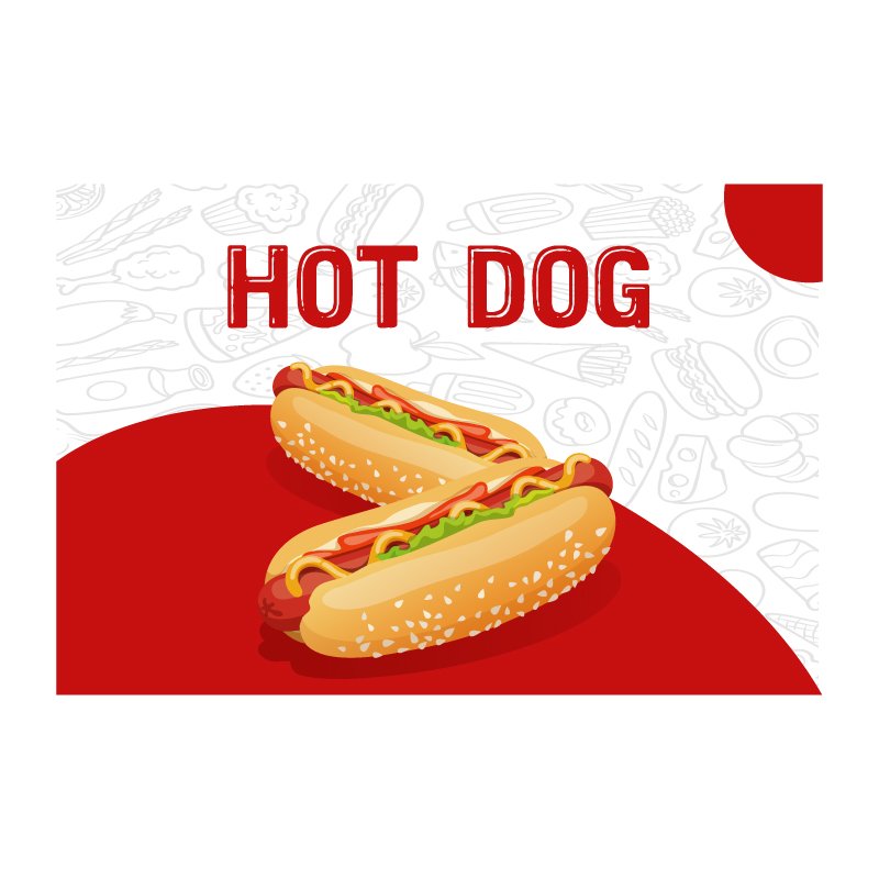 White Hot Dog Print Wall Mural Sticker