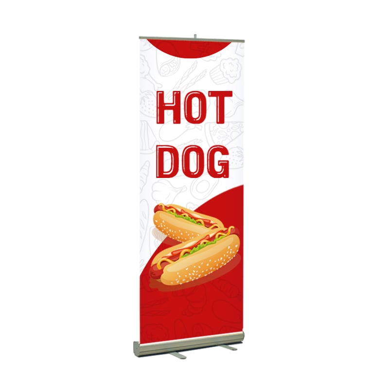White Hot Dog Print Retractable Banner Premium