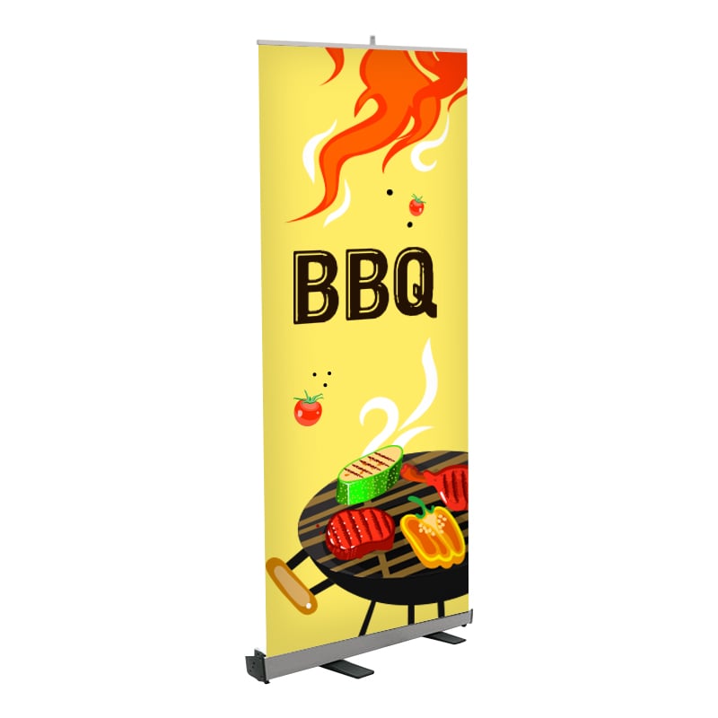 Yellow BBQ Print Retractable Banner 33 x 80