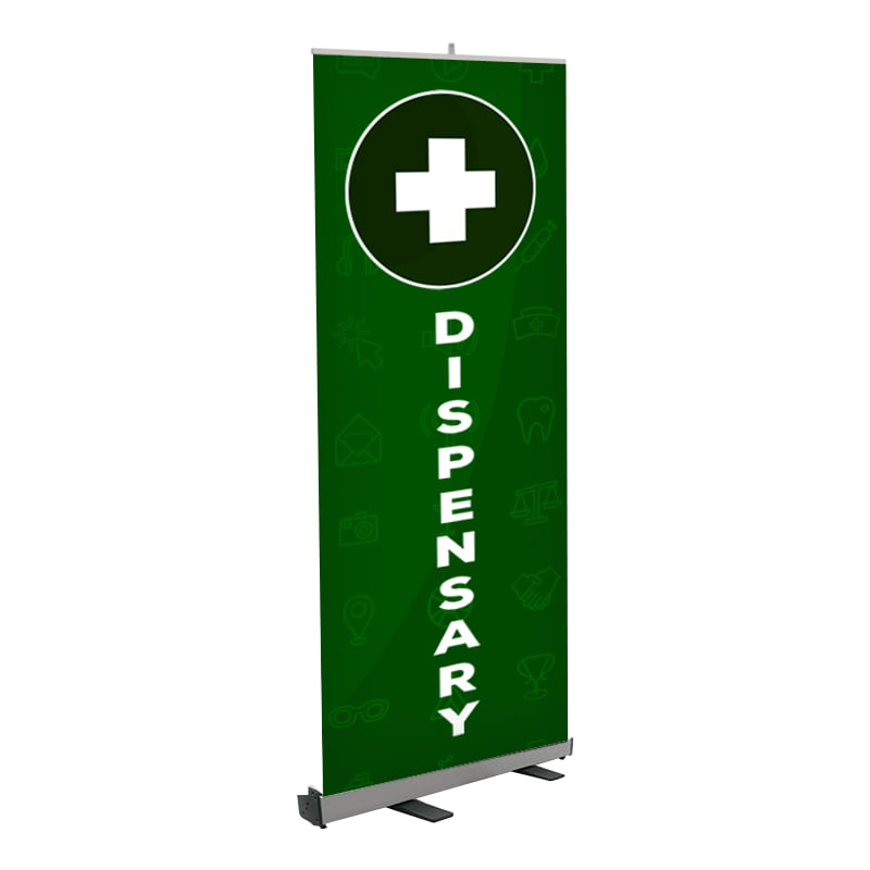 Dispensary Print Roll Up Banner Stand 33 x 80 