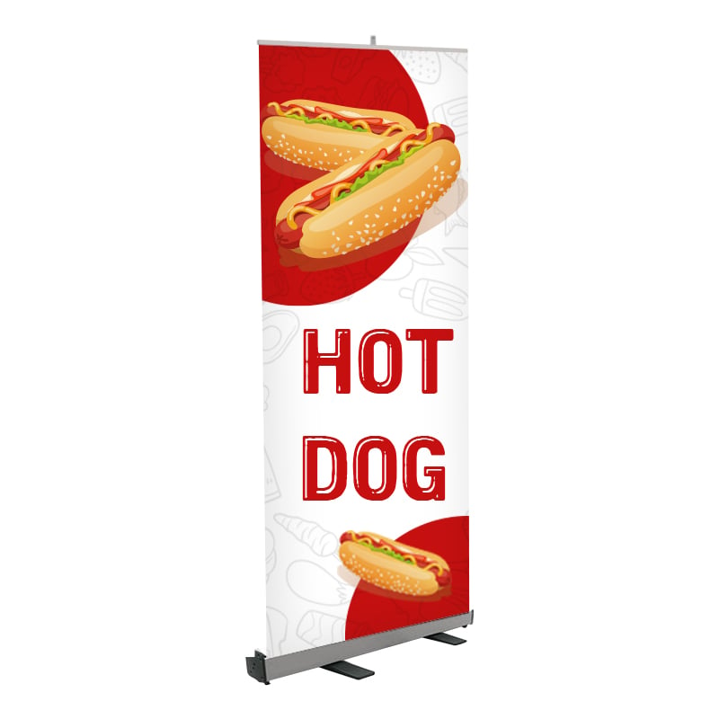 White Hot Dog Print 33 x 80 Retractable Banner