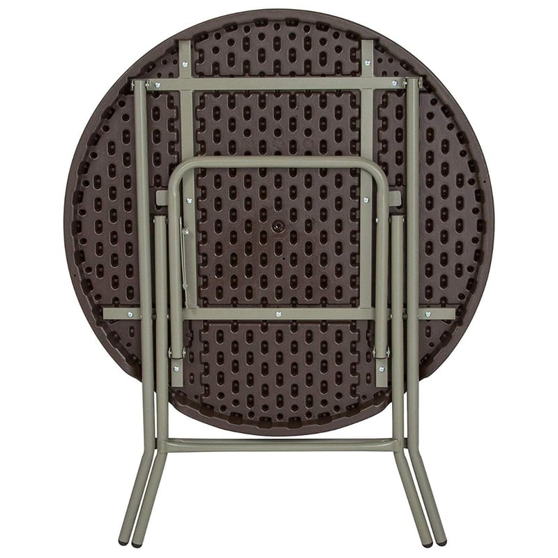 Round Brown Rattan Plastic Folding Table Folding Banquet Table with