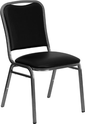 Stacking Vinyl Upholstered Banquet Chair with Silver Vein Frame