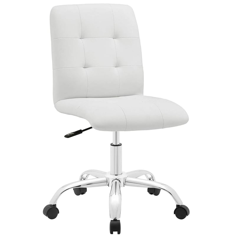 Stylish Mid-Back Square Tufting Vinyl Swivel Armless Executive Office Chair