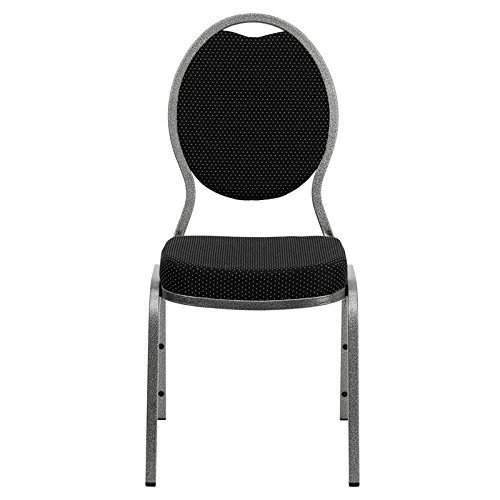 Teardrop Back Patterned Fabric Upholstered Stacking Banquet Chair with Silver Vein Frame
