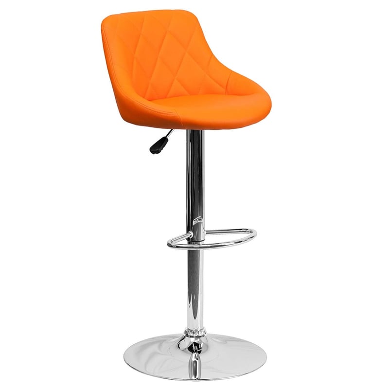 Textured Bucket Seat Adjustable Height Bar Stool with Chrome Base