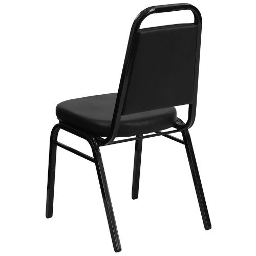 Trapezoidal Back Vinyl Upholstered Stacking Banquet Chair with Black Frame