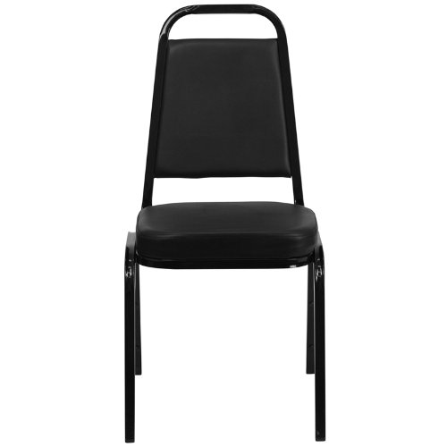 Trapezoidal Back Vinyl Upholstered Stacking Banquet Chair with Black Frame