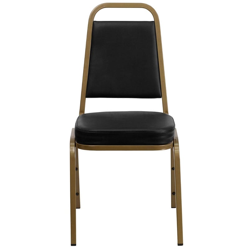 Trapezoidal Back Vinyl Upholstered Stacking Banquet Chair with Gold Frame