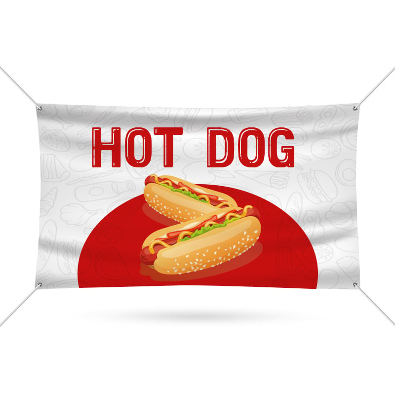 White Hot Dog Print Vinyl Banner 