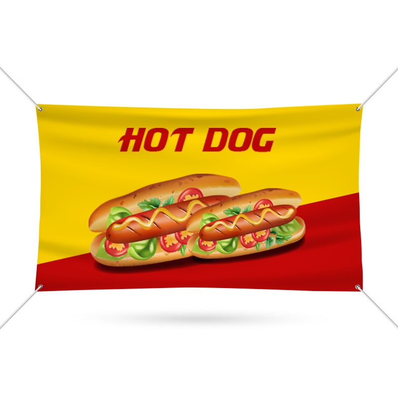 Yellow Hot Dog Print Vinyl Banner