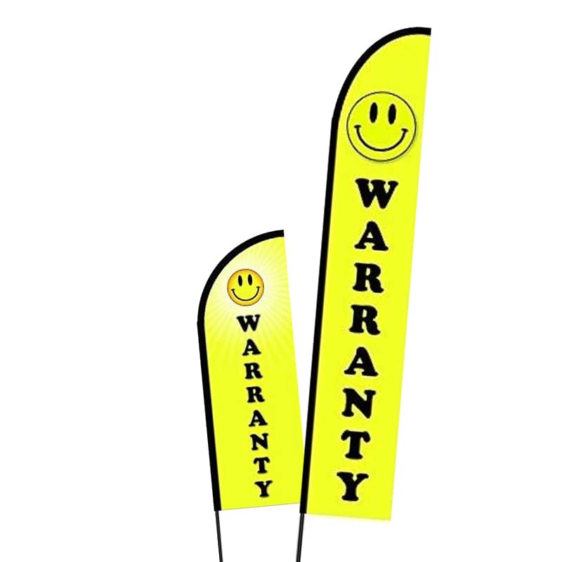 Auto Dealers Warranty Flags, Car Dealers Advertising Feather Flags