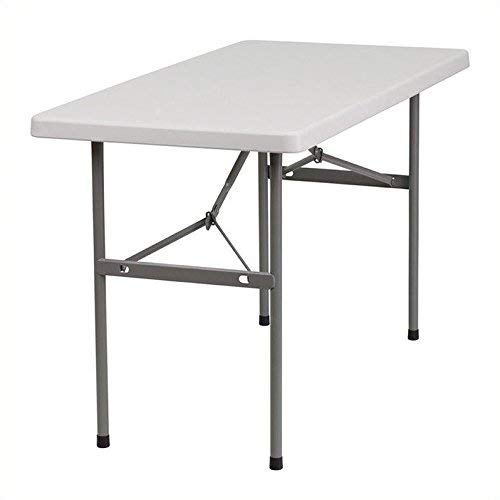 White Rectangle Plastic Folding Table With Metal Legs