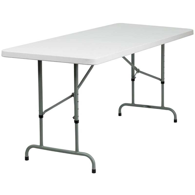 White Rectangle Plastic Folding Table With Metal Legs