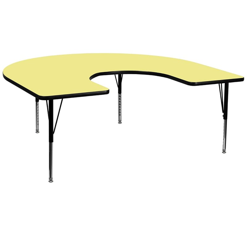 Horseshoe Shape Laminated Top Height Adjusting Folding Table With Meta Legs