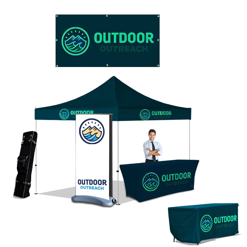 Tradeshow pop up tent booth with banners