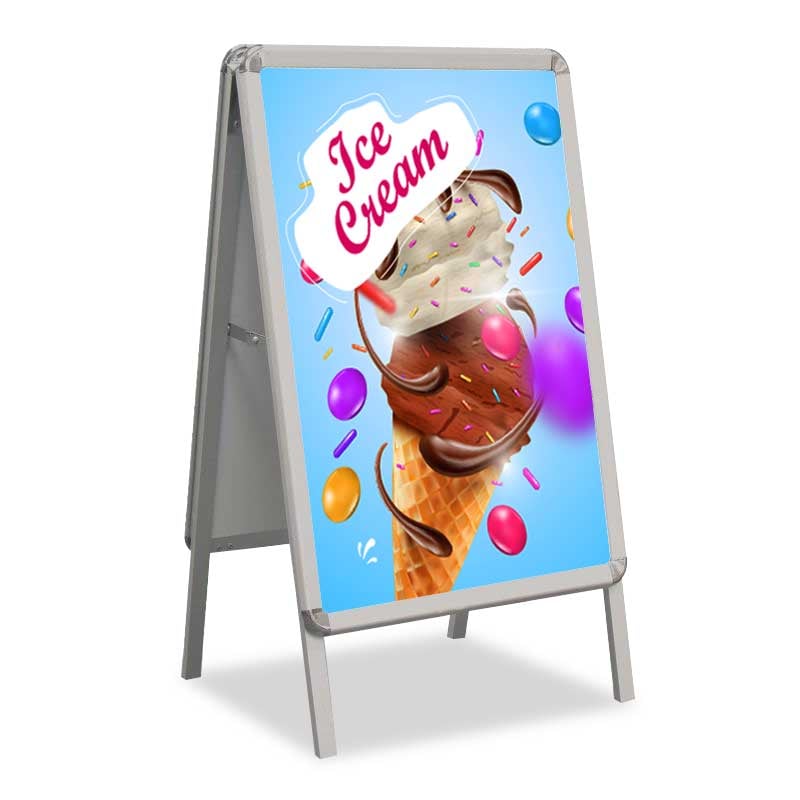 Ice Cream Print A Frame Sidewalk Sign in Blue