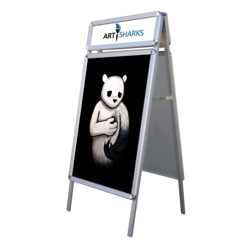A Frame Sign Stand with Header for Sidewalk Advertising - A-Frame Xtra™
