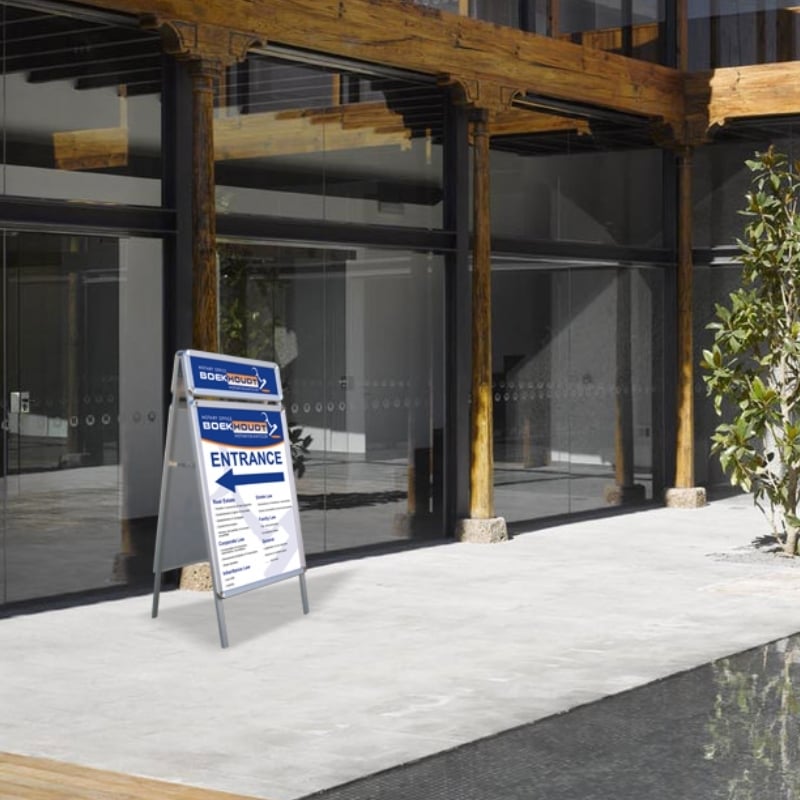A Frame Sign Stand with Header for Sidewalk Advertising - A-Frame Xtra™
